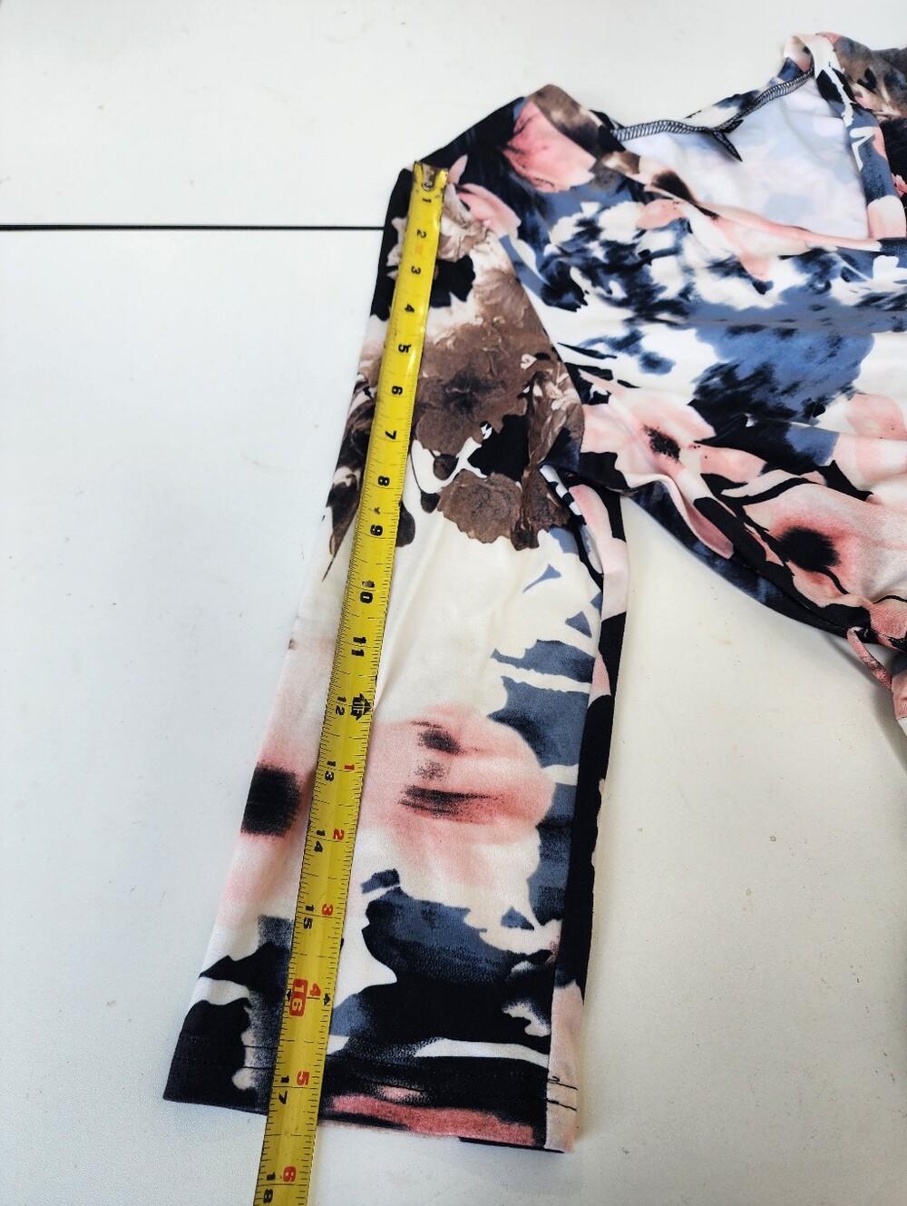 Zattcas Women's 3/4 Sleeve Floral Faux Wrap Maxi Dress w/ Belt Soft White Pink M - Picture 14 of 14